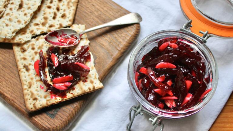 Eingemacht, a sweet, beet-based preserve, is the best matzah topping.